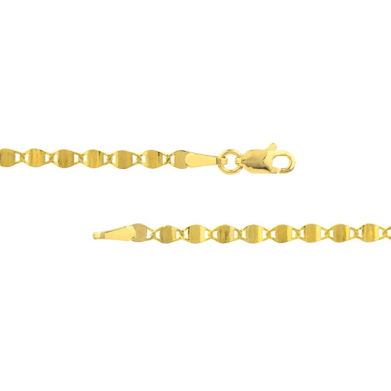 Curata 14k Yellow Gold 2.7mm Valentino Chain Necklace (Lobster) Options: 16 18 20 24