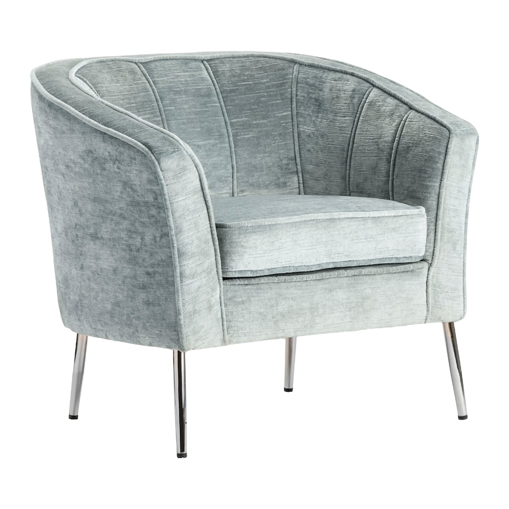 Gray Upholstered Accent Arm Chair with Silver Iron Frame