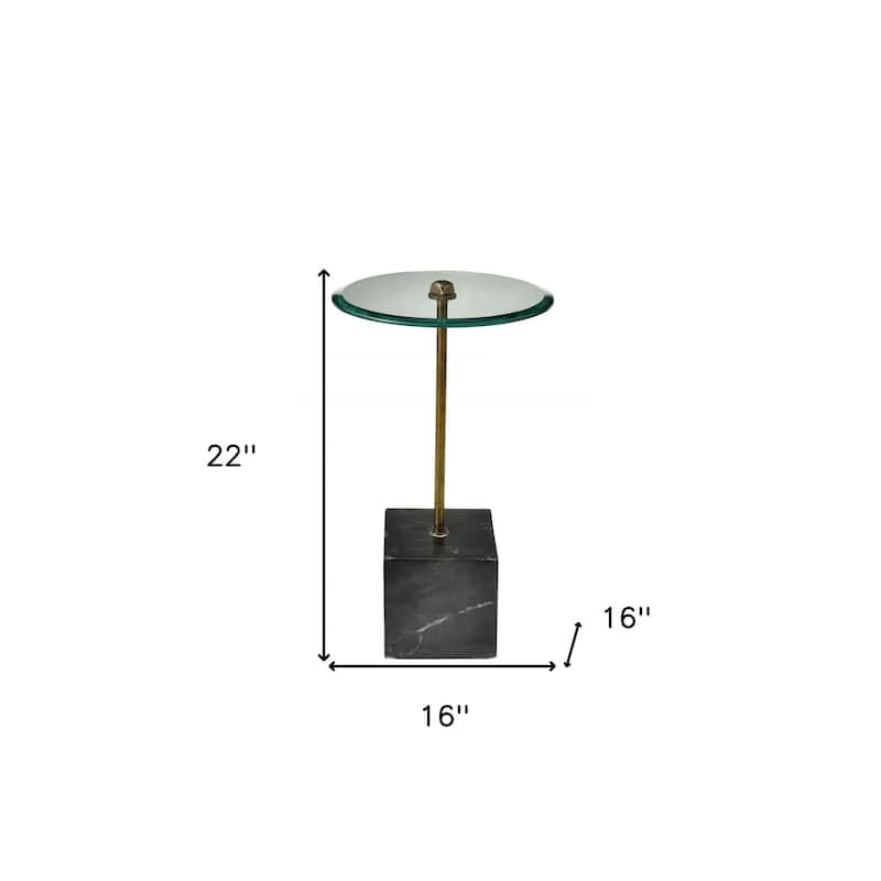 HomeRoots 22" Black And Clear Glass Round End Table - 22