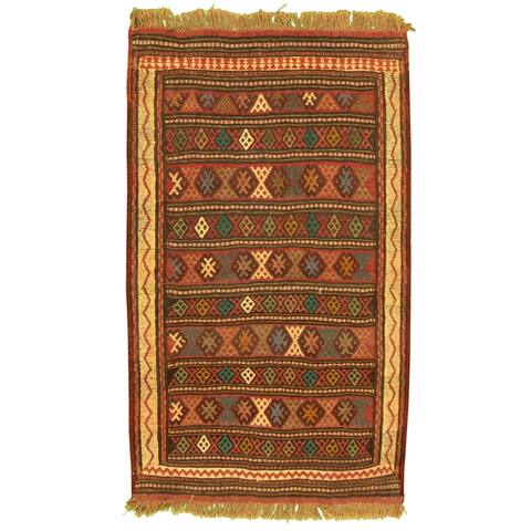 ECARPETGALLERY Flat-weave Ottoman Natura Dark Copper Wool Kilim - 3'1 x 4'10