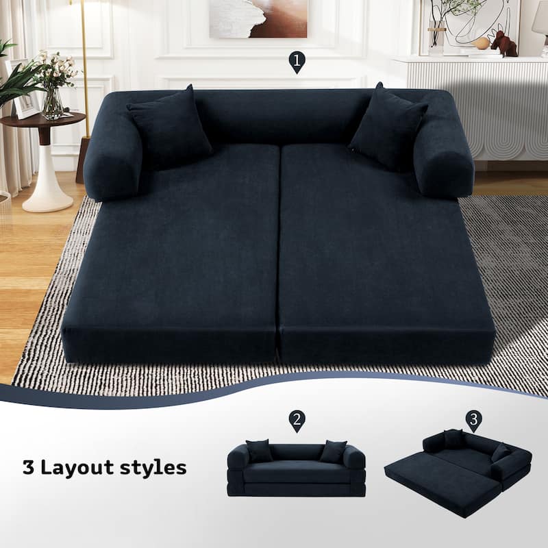 3-in-1 Convertible Sleeper Sofa with Pillows & Storage