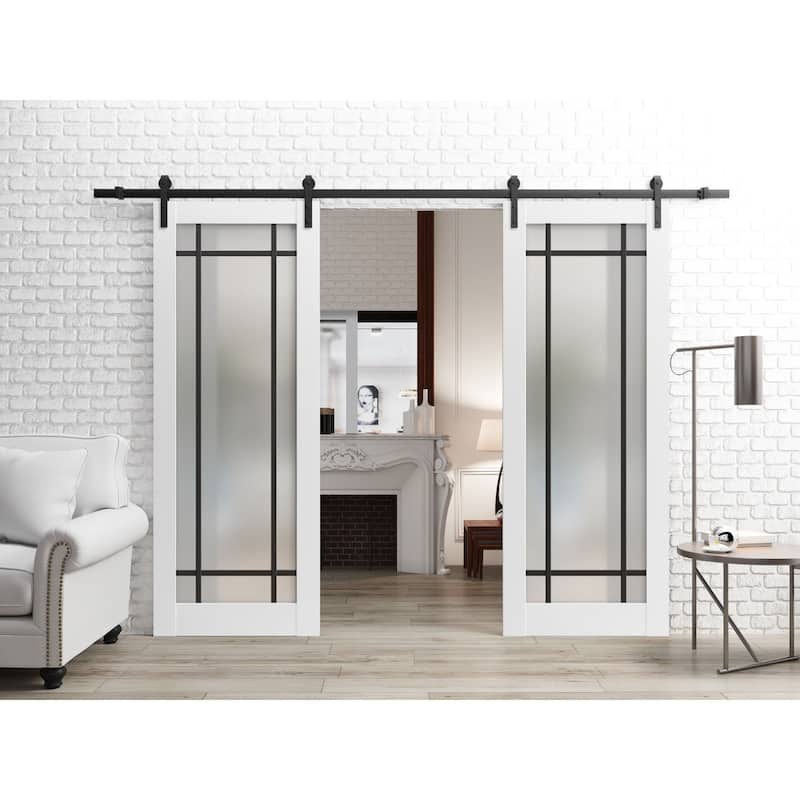 Sturdy Double Barn Door 36 x 80 Planum 2112 White Silk 13FT