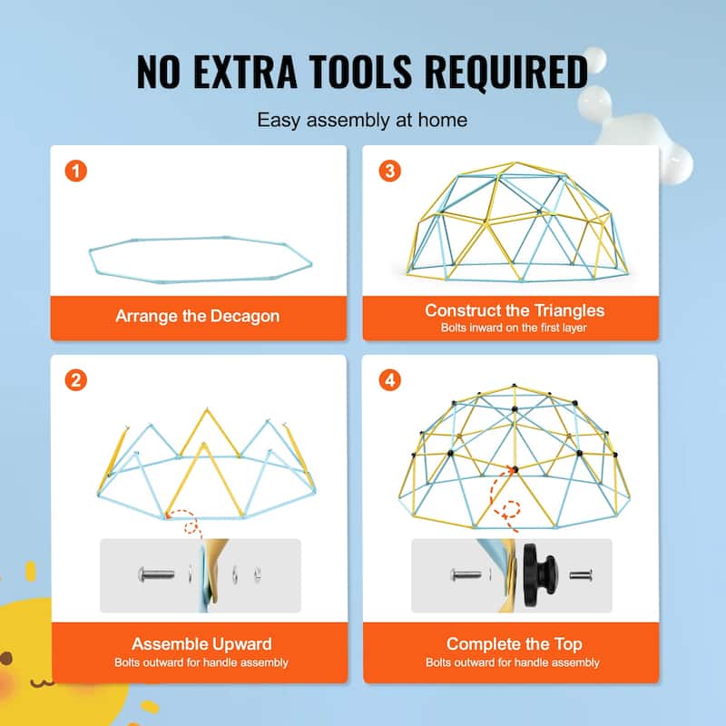Climbing Dome,Jungle Gym Supports 750LBS and Easy Assembly, 12FT Geometric Dome Climber Play Center for Kids 3 to 10 Years Old