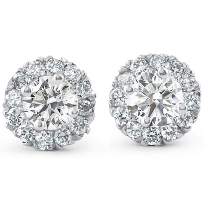 7/8ct Halo Diamond Studs White Gold