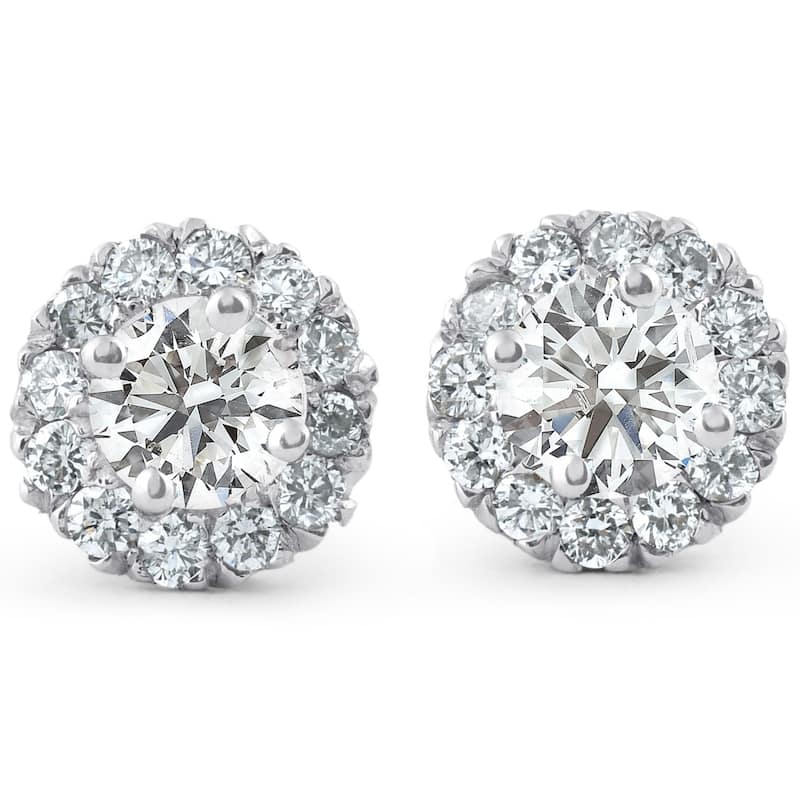 Bliss Diamond 7/8ct Halo Diamond Studs White Gold - White