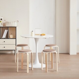 Set of 4 Stackable Round Backless Stools for Dining Room, Kitchen, and ...