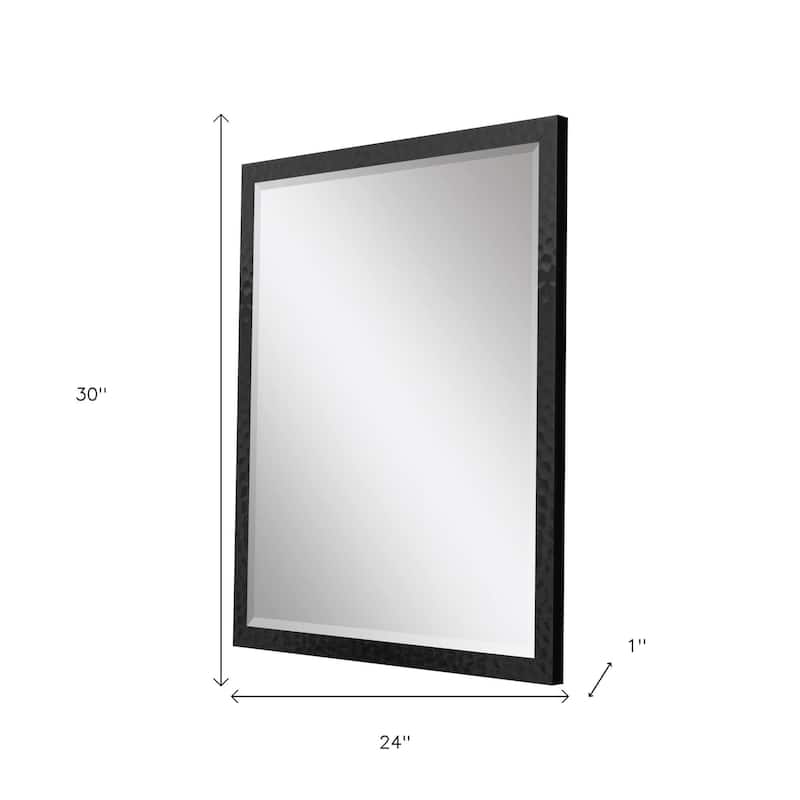 HomeRoots 30" Black Hammered Geometric Finish Framed Accent Mirror - 24.00 in. x 30.00 in. x 1.00 in.