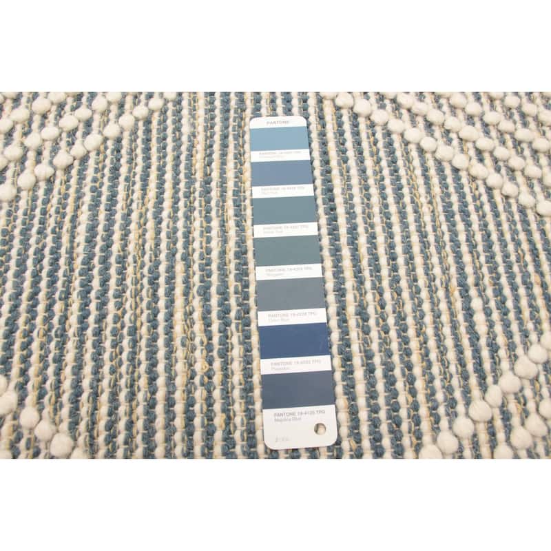 ECARPETGALLERY Braid weave Sienna Teal Wool Rug - 5'2 x 8'2
