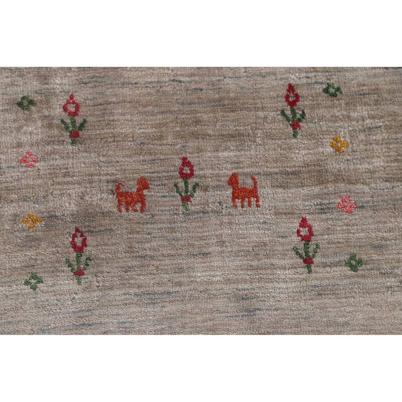 Beige Gabbeh Indian Area Rug Handmade Wool Carpet - 8'3"x 9'8"