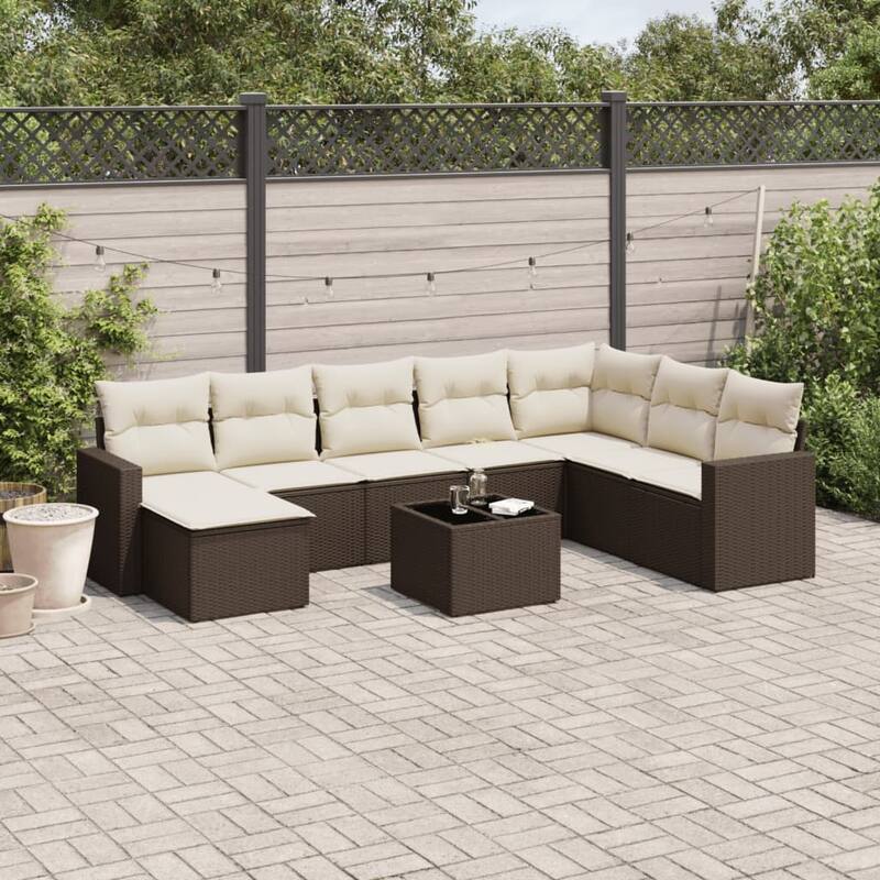 vidaXL Garden Sofa Set Brown and Cream White - 21.7 x 21.7 x 14.6