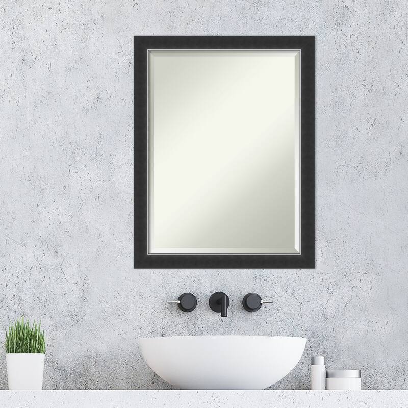 Beveled Wood Bathroom Wall Mirror - Corvino Black Frame