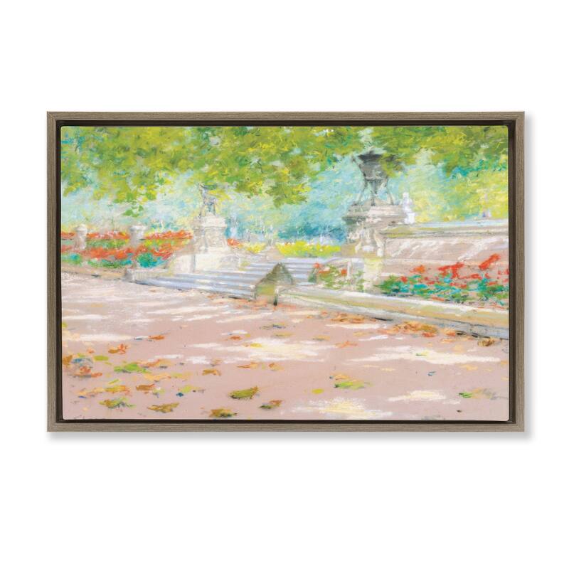 Stupell Summer Sunlight in Park Framed Floater Canvas Wall Art Design By LSR Design Studio - 31 x 21 - Brown