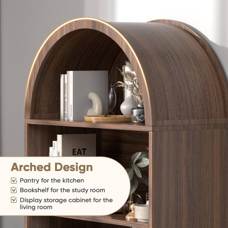 Arch Bookcase with Storage Modern Farmhouse Book Shelf