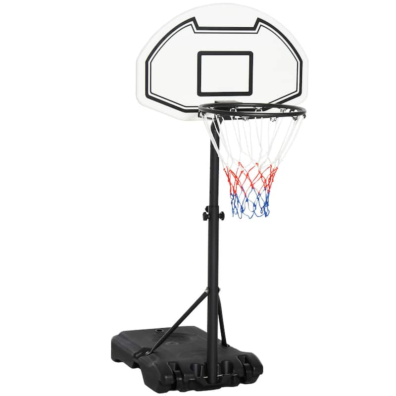 Aosom Poolside Basketball Hoop Stand Portable Basketball System Goal, Adjustable Height 3'-4', 30" Backboard - Black