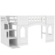 preview thumbnail 8 of 23, Twin Size Multifunctional Loft Bed with Storage Staircase Ladder, Castle Shaped Kids Bed Frame with Guardrails