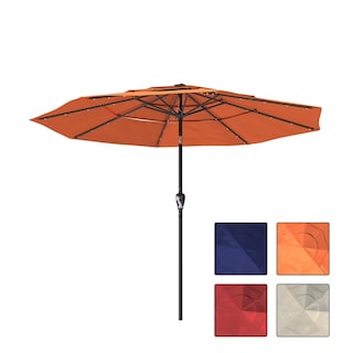 Clihome 11-Ft Patio UV Protection Market Umbrella With LED Lights
