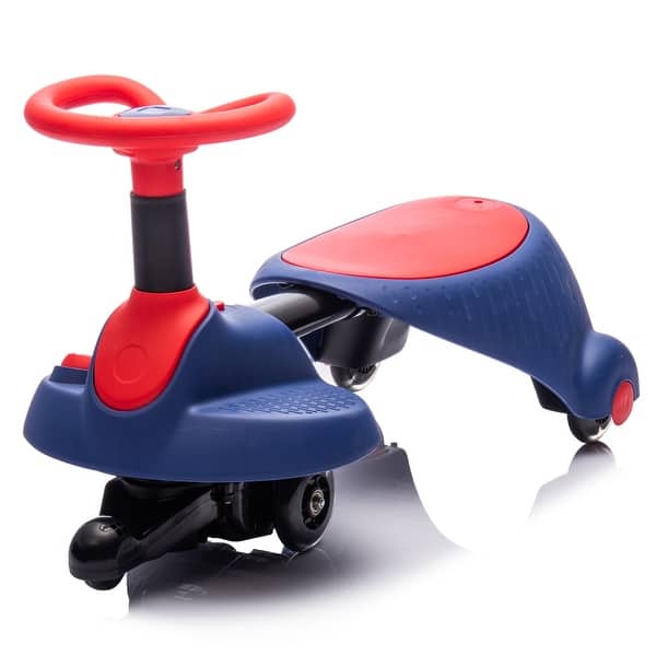 slide 2 of 15, 6V Electric Wiggle Car Ride On Toy For Ages 3 And Up, Scalable Toddler Ride On Toys With Flashing Shock Absorbing PU Wheels Blue