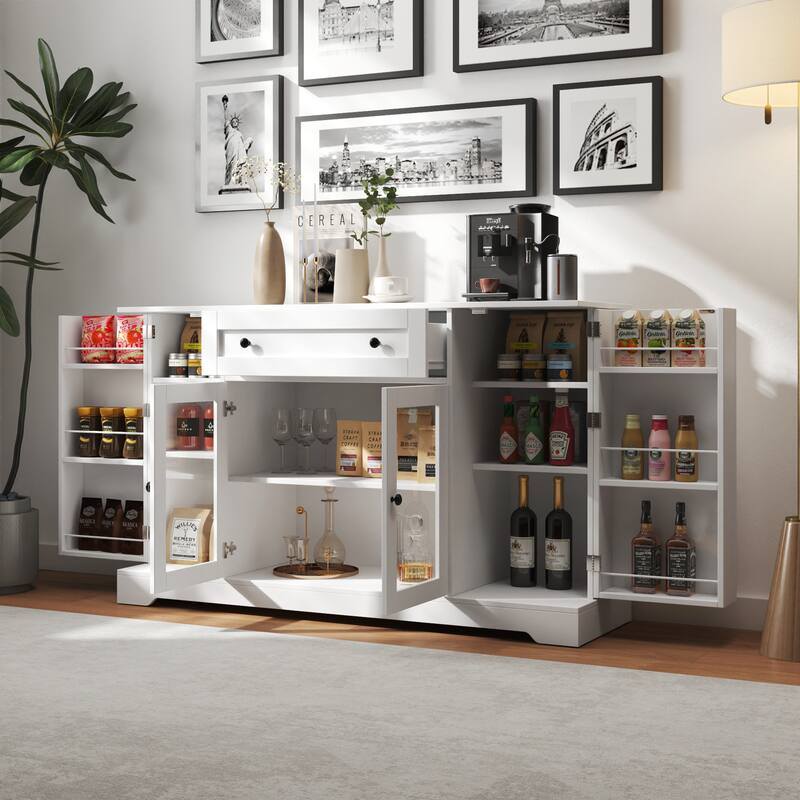 Modern Kitchen Pantry Cabinet with Storage Wood Sideboard Buffet with Drawer and Adjustable Shelf for Dining Room