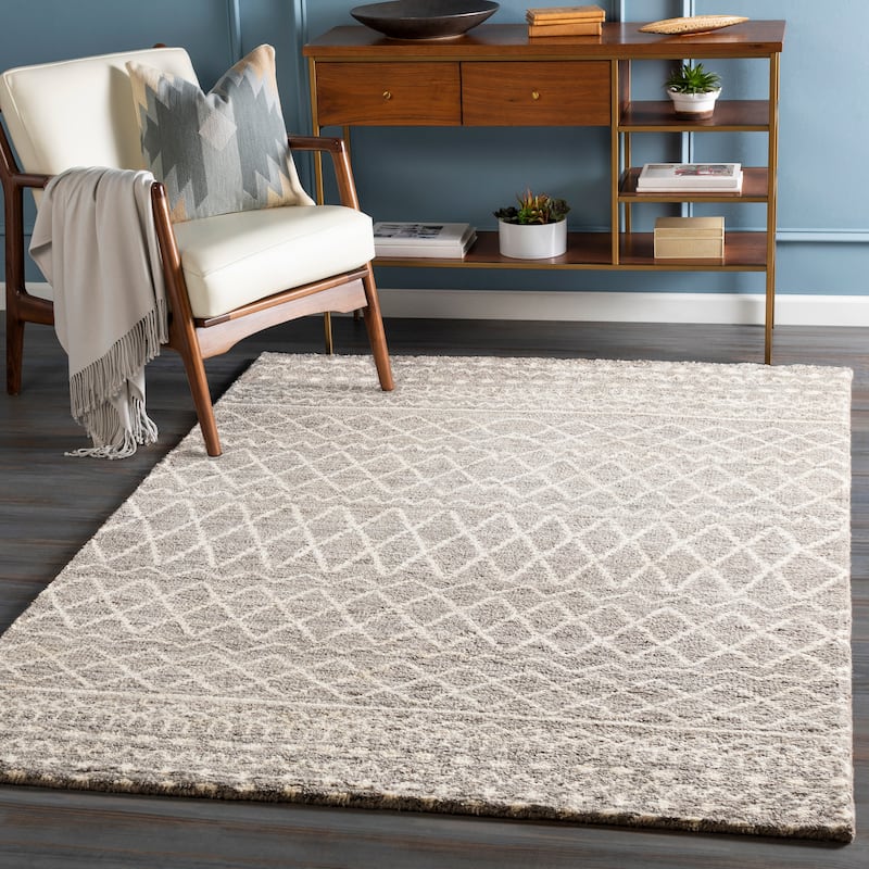Haywood Handmade Wool Moroccan Area Rug - 2' x 3' - Brown
