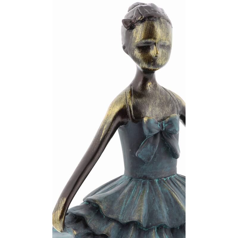 Teal Polystone Dancer Decorative Sculpture (Set of 3) - S/3 6"W, 12"H