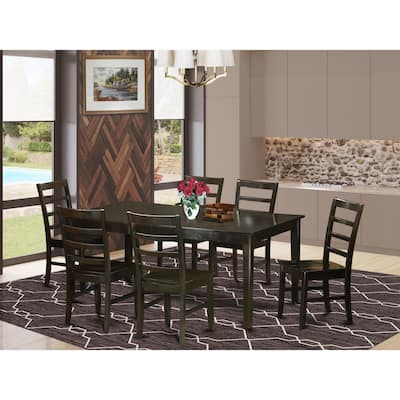 Victorian Dining Room Set - 7 Piece Table & Chair Set - 42x72 Inch Rectangle Table - Cappuccino Finish