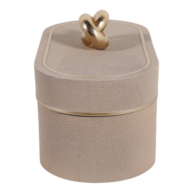 Oval Shape Decorative Box with Textured Finish - Multi-Purpose Decorative Storage and Organizer - 14", Tan - 14" x 7" x 8.25"