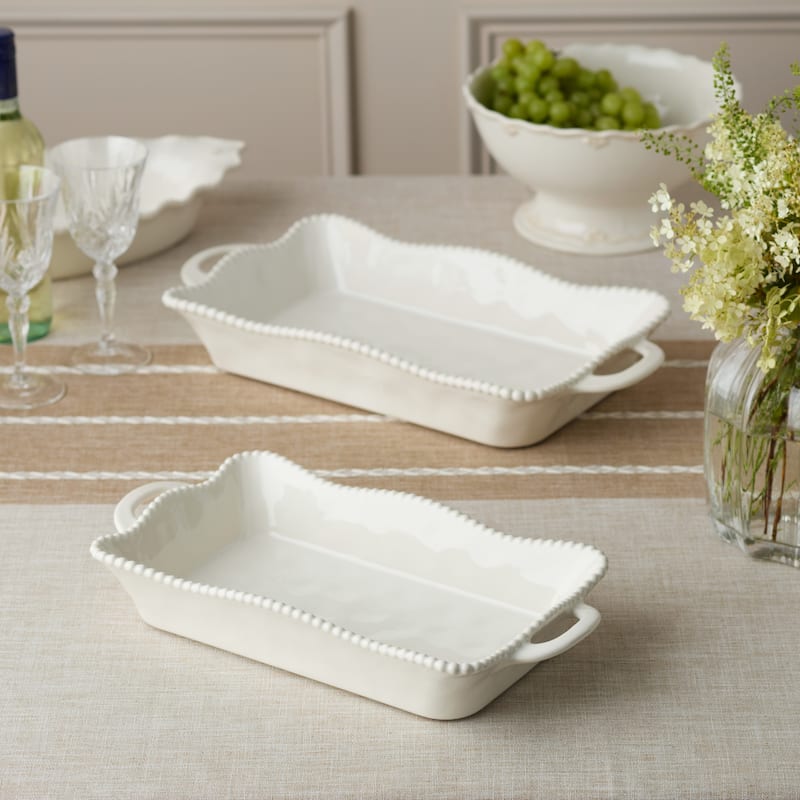 Certified International Perlette Cream Medium Rectagular Baker 16.25" x 8.5"