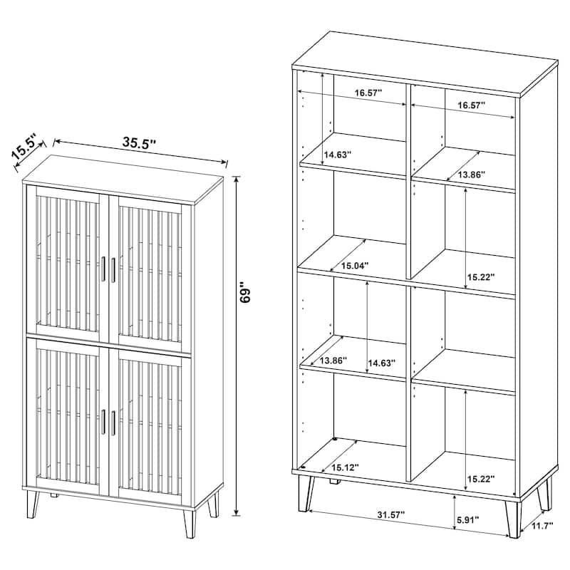 Elouise 4-Door Engineered Wood Tall Accent Cabinet Dark Pine
