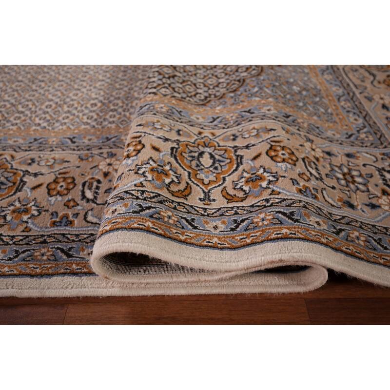 Traditional Kashan Turkish Area Rug Machine Made Beige Carpet - 9'9" x 13'1"