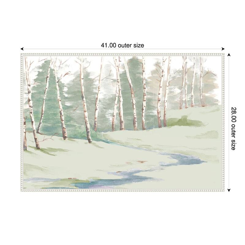 Winter Wood Landscape by Patricia Pinto Framed Canvas Wall Art Print - Sylvie Beaded White