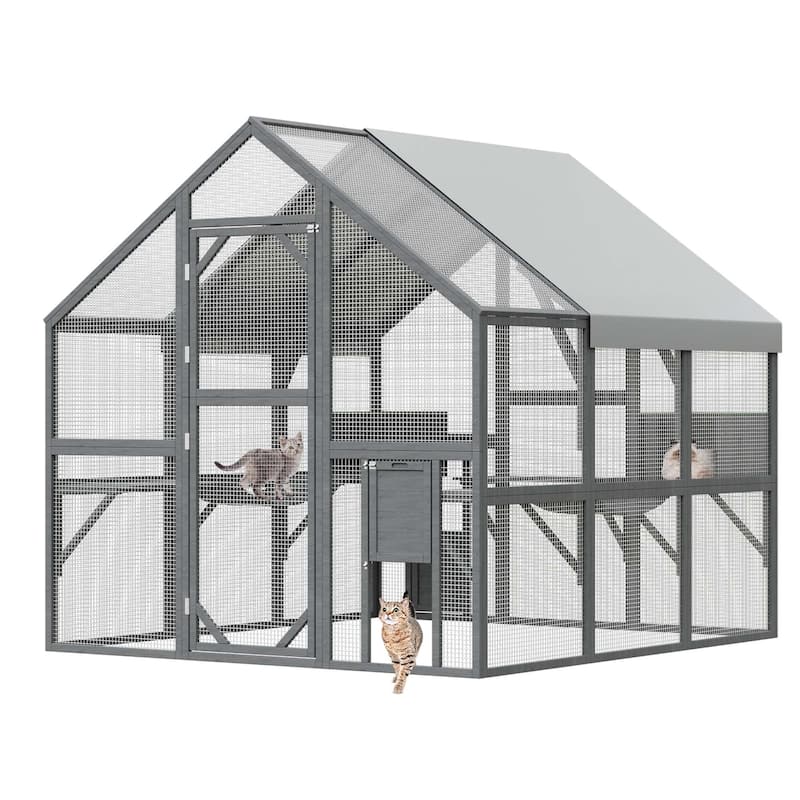 Large Outdoor Cat Enclosures with Houses, Bridges, Walks&UV Proof