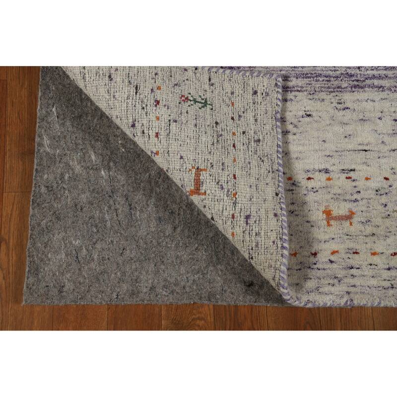 Tribal Gabbeh Indian Runner Rug Handmade Purple Wool Carpet - 2'4" x 9'6"