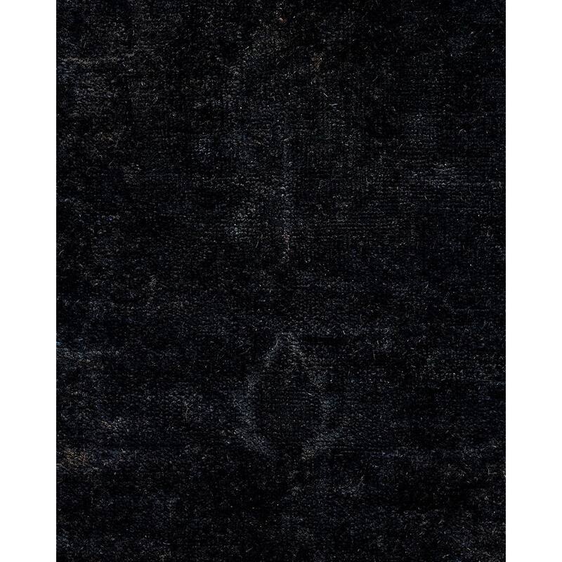 Overton Hand Knotted Wool Vintage Inspired Modern Contemporary Overdyed Black Area Rug - 9' 1" x 15' 4"