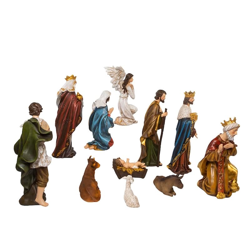Kurt Adler 15-Inch Resin Nativity Table Piece Set Of 11 Pieces - Multicolored