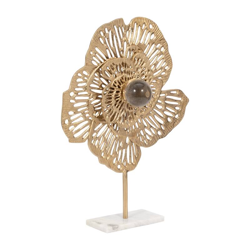 Sagebrook Home Aluminum Salma Gold Flower Statuary - Elegant Decorative Object