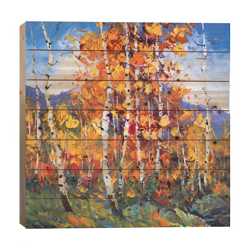 Autumn Birch I Print On Wood by Willson Lau - Multi-Color - 26x26x1.5