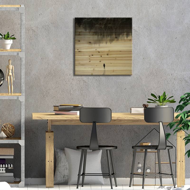 Silent Walk Print On Wood by Andreas Lie - Multi-Color