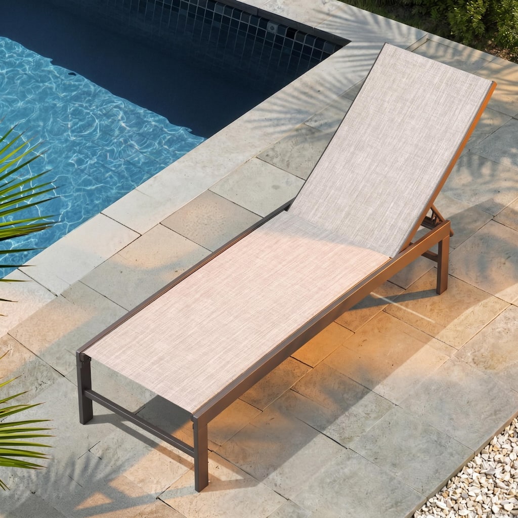 VredHom All-Weather Adjustable Outdoor Patio Chaise Lounge Chair - 60.4 in L * 24.6 in W * 16.1/40.8 in H