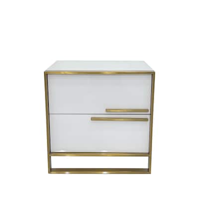 MDF Night Stand with Matte Gold Frame