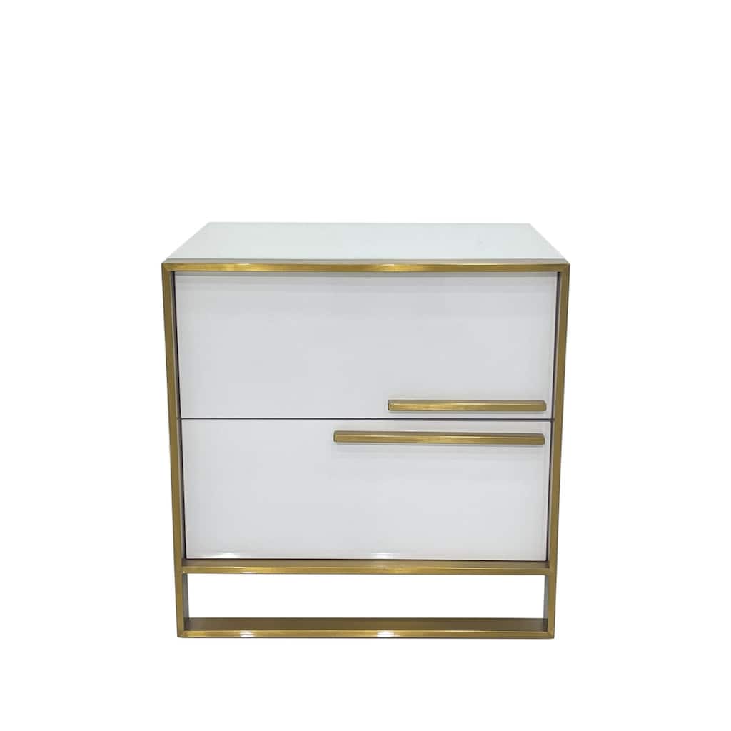 MDF Night Stand with Matte Gold Frame