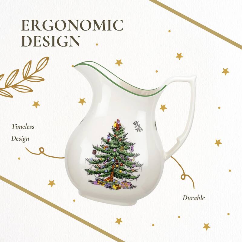 Spode Christmas Tree Pitcher - 7" D x 8" H