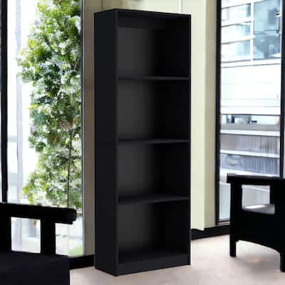 71" Black Five Tier Bookcase with Two doors
