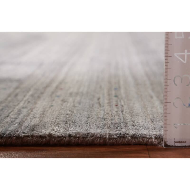 Hand Knotted Oriental 100% Wool Carpet Tribal Stripe Greys & Charcoal Gabbeh Area Rug - 12' 0'' X 9' 0''