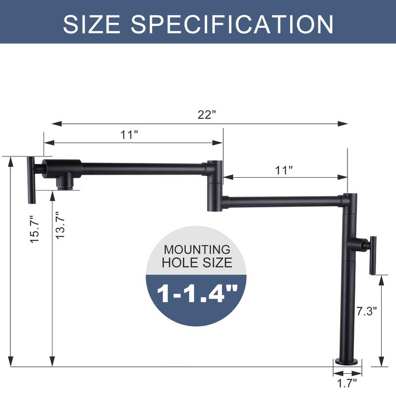 WOWOW Deck Mount Double Handle Pot Filler Faucet