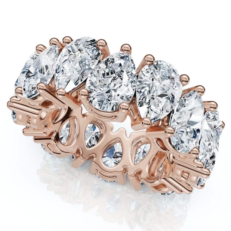 Bliss Diamond 5.10Ct Pear Shape Diamond Eternity Womens Ring Gold Lab Grown Stackable Band - 9 - Yellow