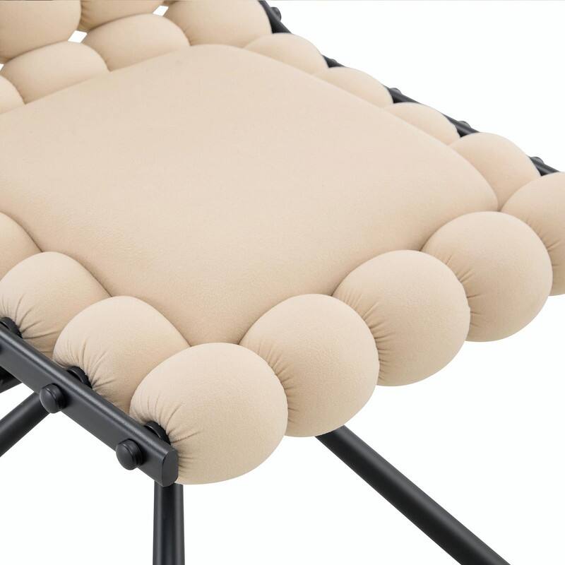 Set of 2 Puffy Bubble Velvet Dining Chairs with Ball Chain Detail