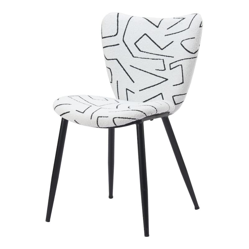 HomeRoots Set of Two White and Black Upholstered Faux Shearling Dining Side Chairs - 20' X '34.6' X '24