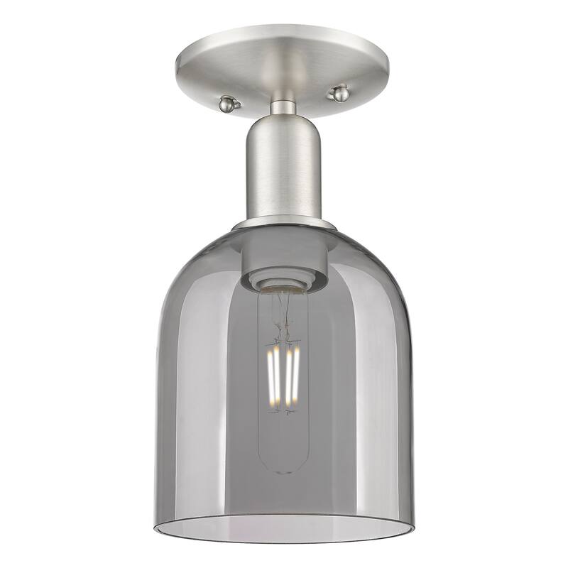 Innovations Lighting 716-1C-11-6 Bella Semi-Flush Bella 6" Wide - Brushed Satin Nickel / Light Smoke