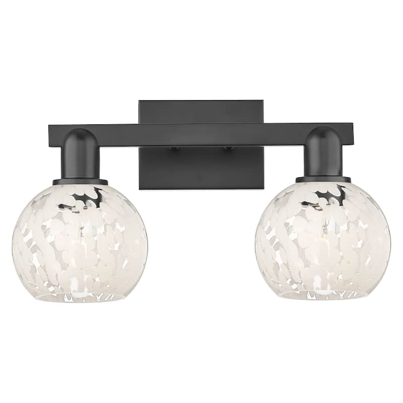 Innovations Lighting Endless Possibilities Arcadia - White Mouchette - 2 Light 17" Bath Vanity Light - Matte Black