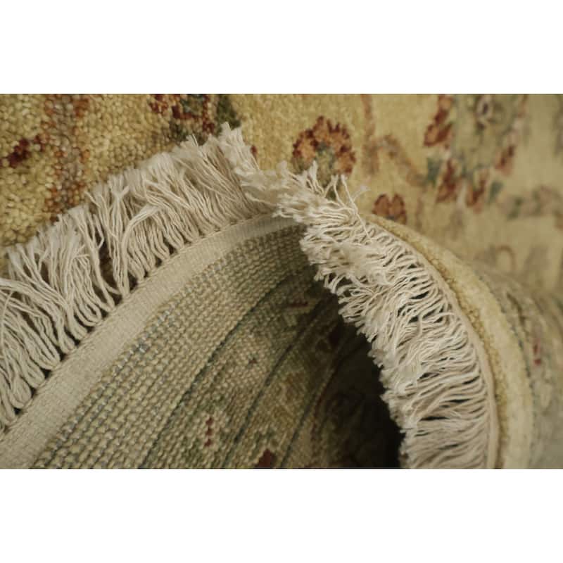 Hand Knotted Oriental 100% Wool Carpet Transitional All-Over Beige & Ivories Oushak Area Rug - 8' 10'' X 5' 10''